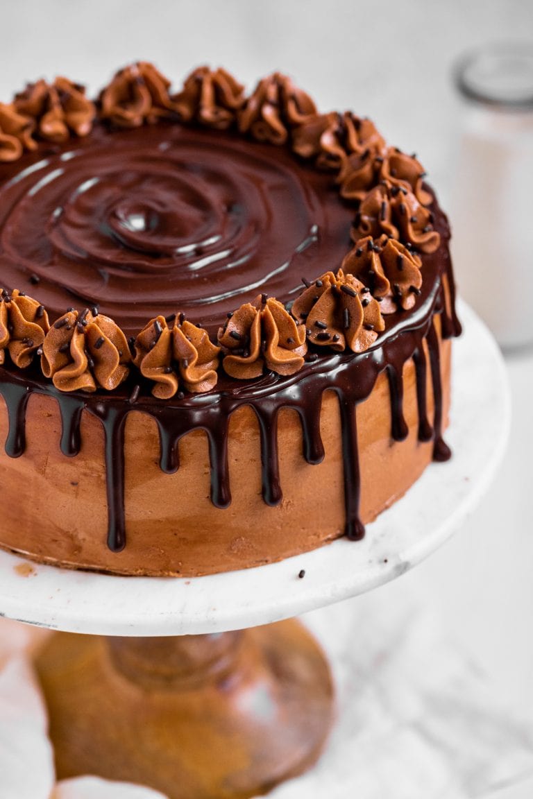 Peanut Butter Brown Sugar Layer Cake with Chocolate Fudge