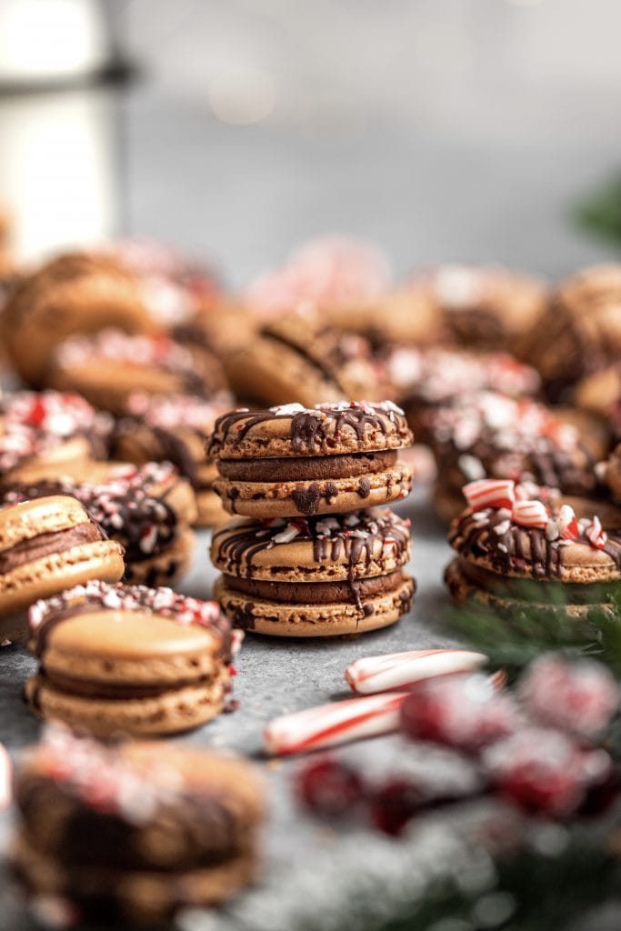 Peppermint Mocha Macarons Mikebakesnyc