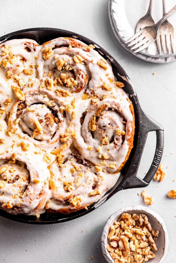 Cast Iron Cinnamon Rolls￼￼ - The Carrot Seed Kitchen Co