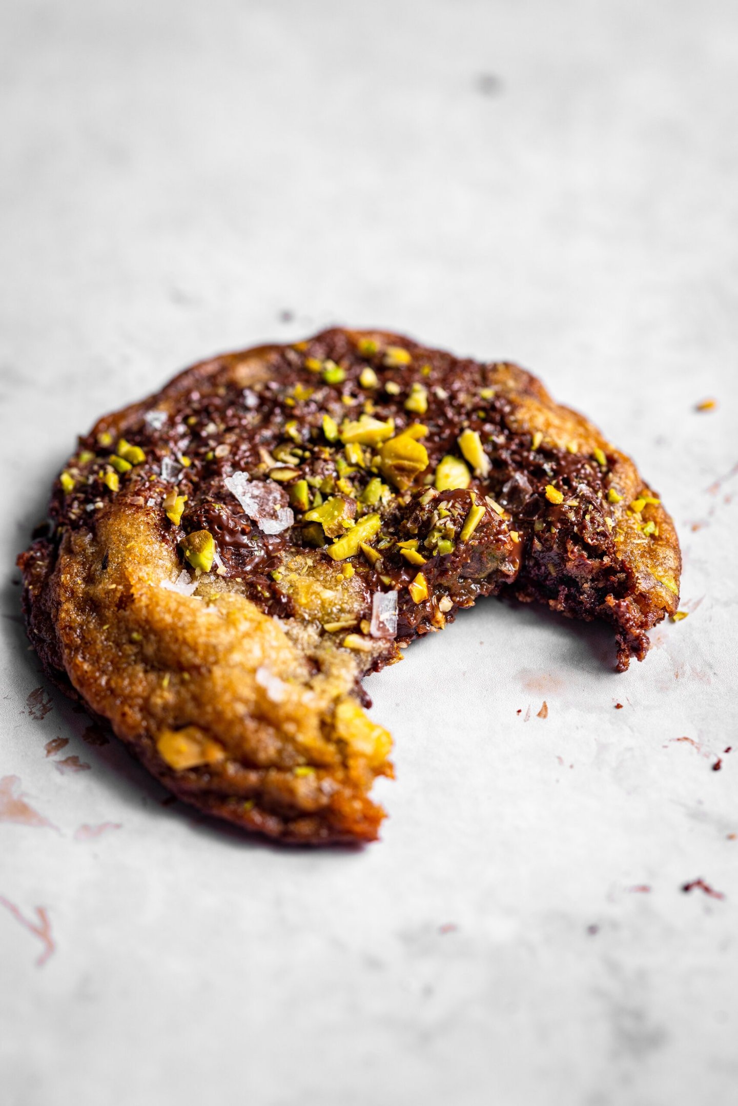 Salted Dark Chocolate Chunk Pistachio Cookies