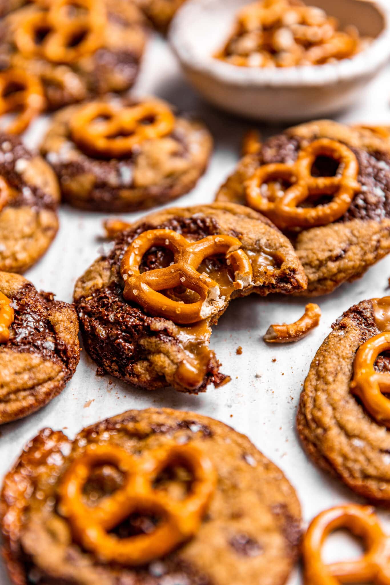 Salted Caramel Pretzel Chocolate Chip Cookies MikeBakesNYC